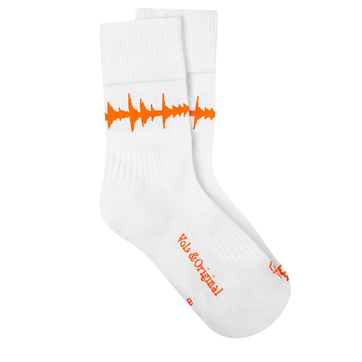 &#39;Amen Break&#39; Tennis Style Orange Waveform Socks 90% Cotton