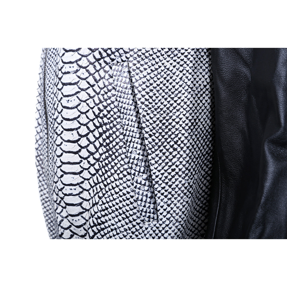 Monochrome Snake Leather Bomber Jacket - VOLS &amp; ORIGINAL