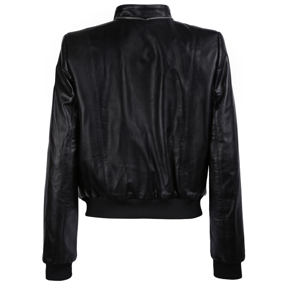 Floral Print Black Leather Bomber Jacket - VOLS &amp; ORIGINAL