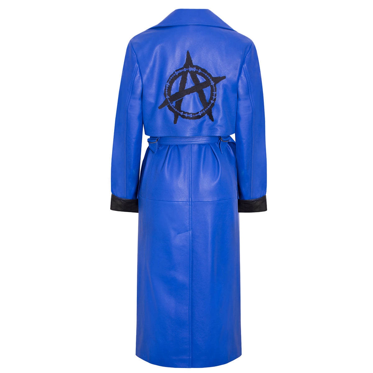 &#39;Sky&#39; Leather Trench Coat with Embroidery - VOLS &amp; ORIGINAL
